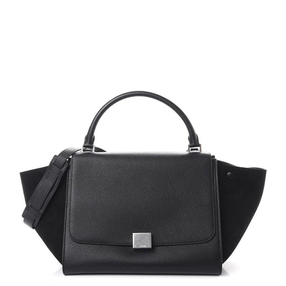 Celine Drummed Calfskin Suede Medium Trapeze Black 1 of 7