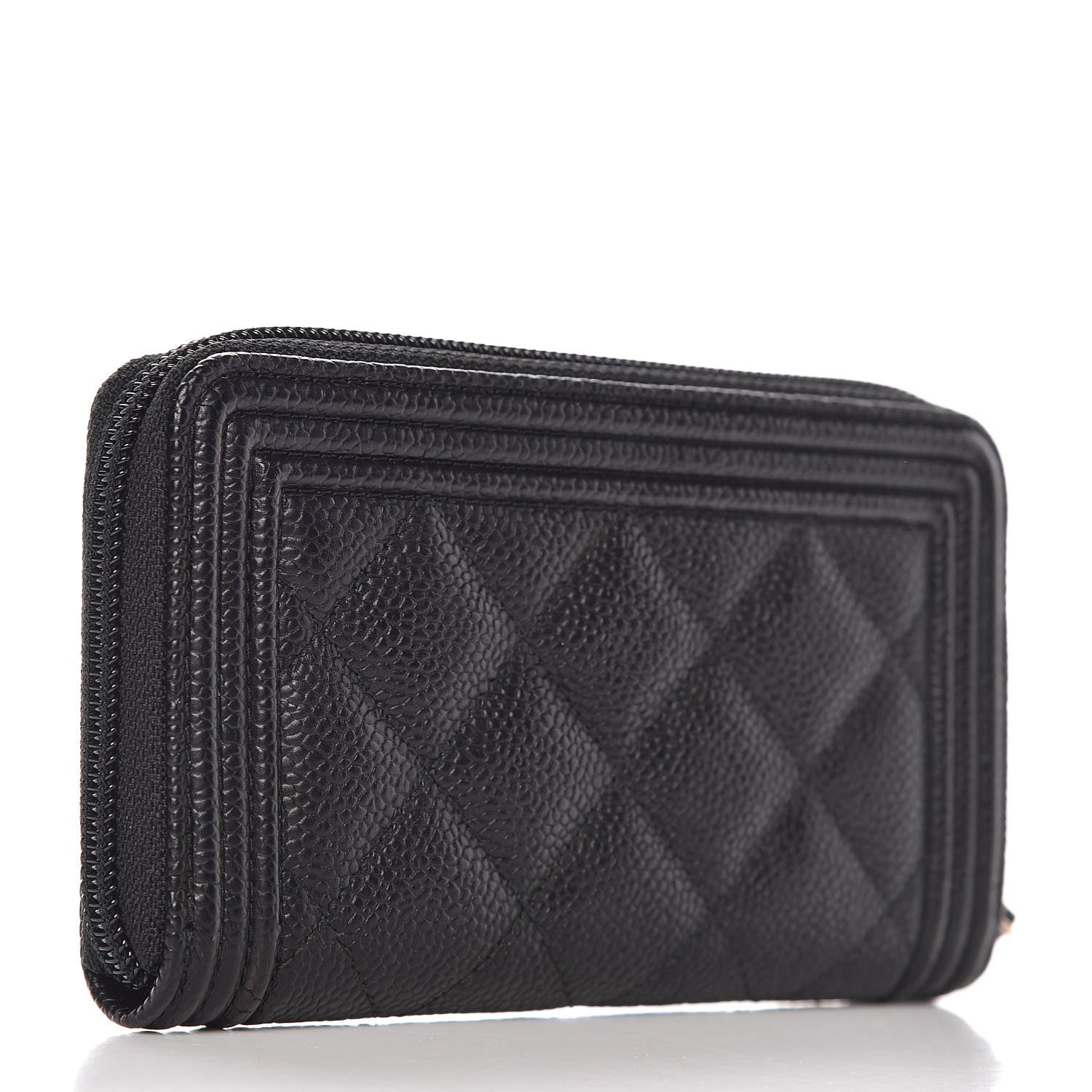 Chanel Caviar Quilted Small Boy Zip Around Wallet Black 3 of 9
