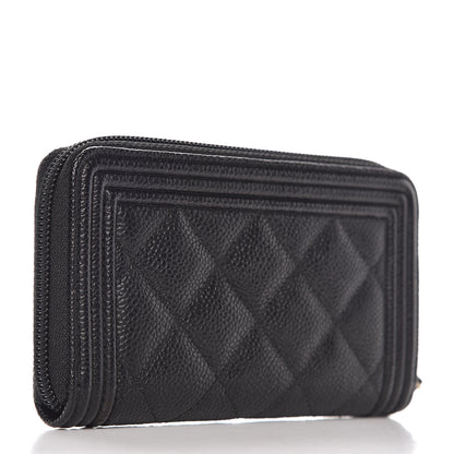 Chanel Caviar Quilted Small Boy Zip Around Wallet Black 3 of 9