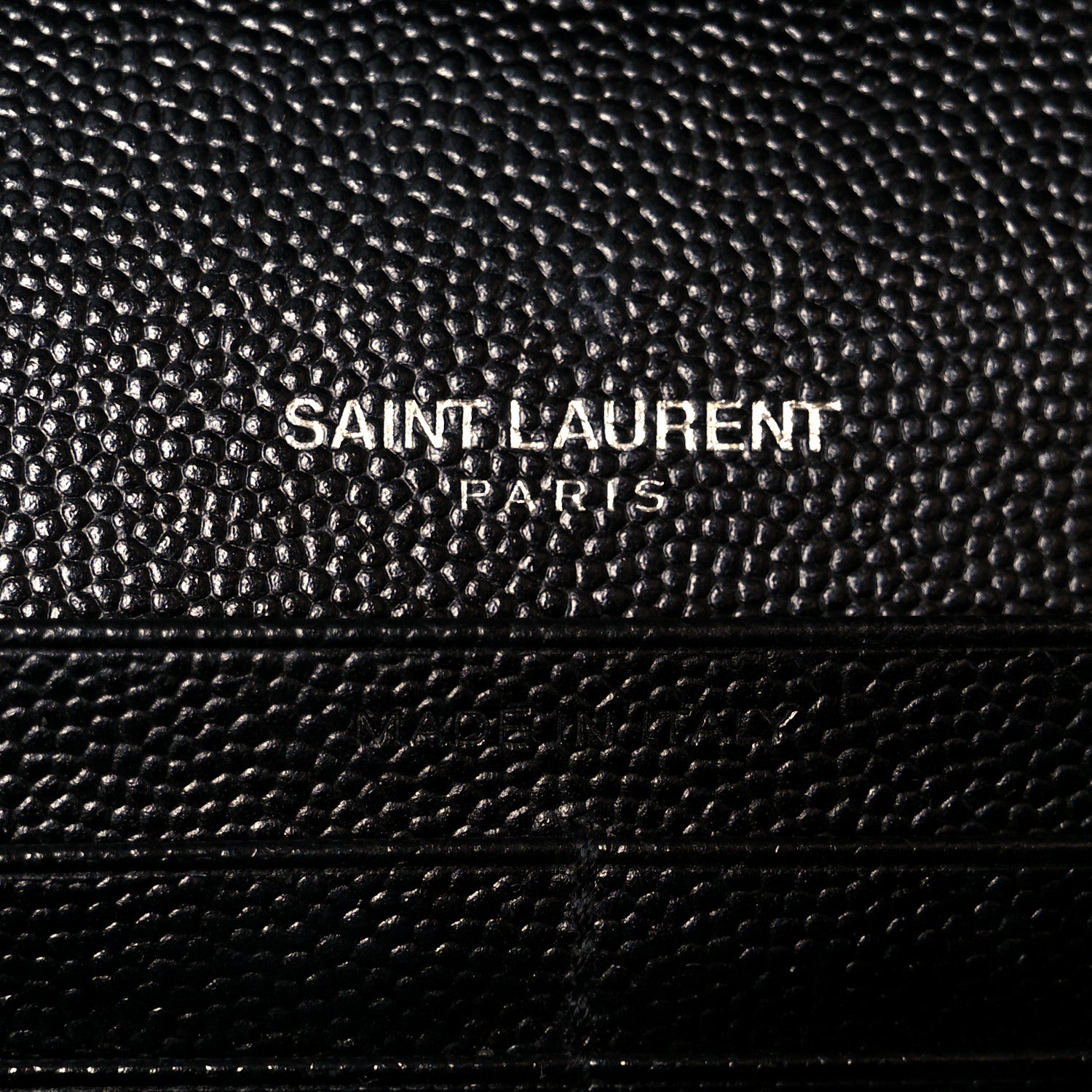 Saint Laurent Grain De Poudre Matelasse Chevron Monogram Chain Wallet Black 6 of 10