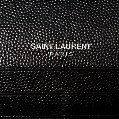 Saint Laurent Grain De Poudre Matelasse Chevron Monogram Chain Wallet Black 6 of 10