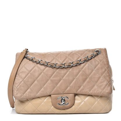Chanel Iridescent Glazed Calfskin Quilted Casual Journey Flap Beige 1 of 17