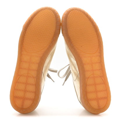 Chanel Laminated Calfskin Suede CC Sneakers 38 Gold 6 of 8
