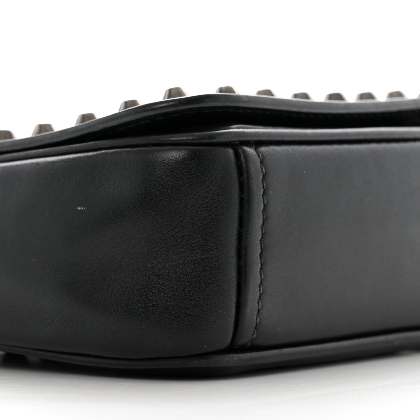 Glace Calfskin Studded Crossbody White Black