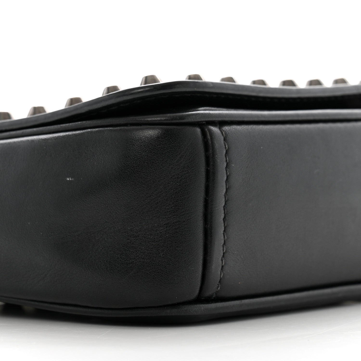 Prada Glace Calfskin Studded Crossbody White Black 8 of 13