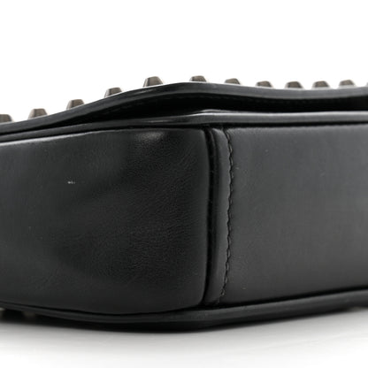 Prada Glace Calfskin Studded Crossbody White Black 8 of 13