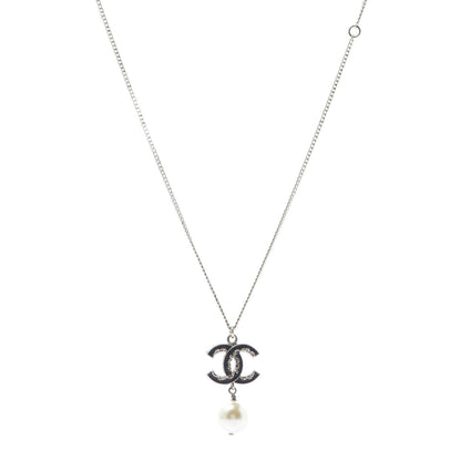 Chanel Enamel CC Baroque Pearl Drop Necklace Black Gold 1 of 5