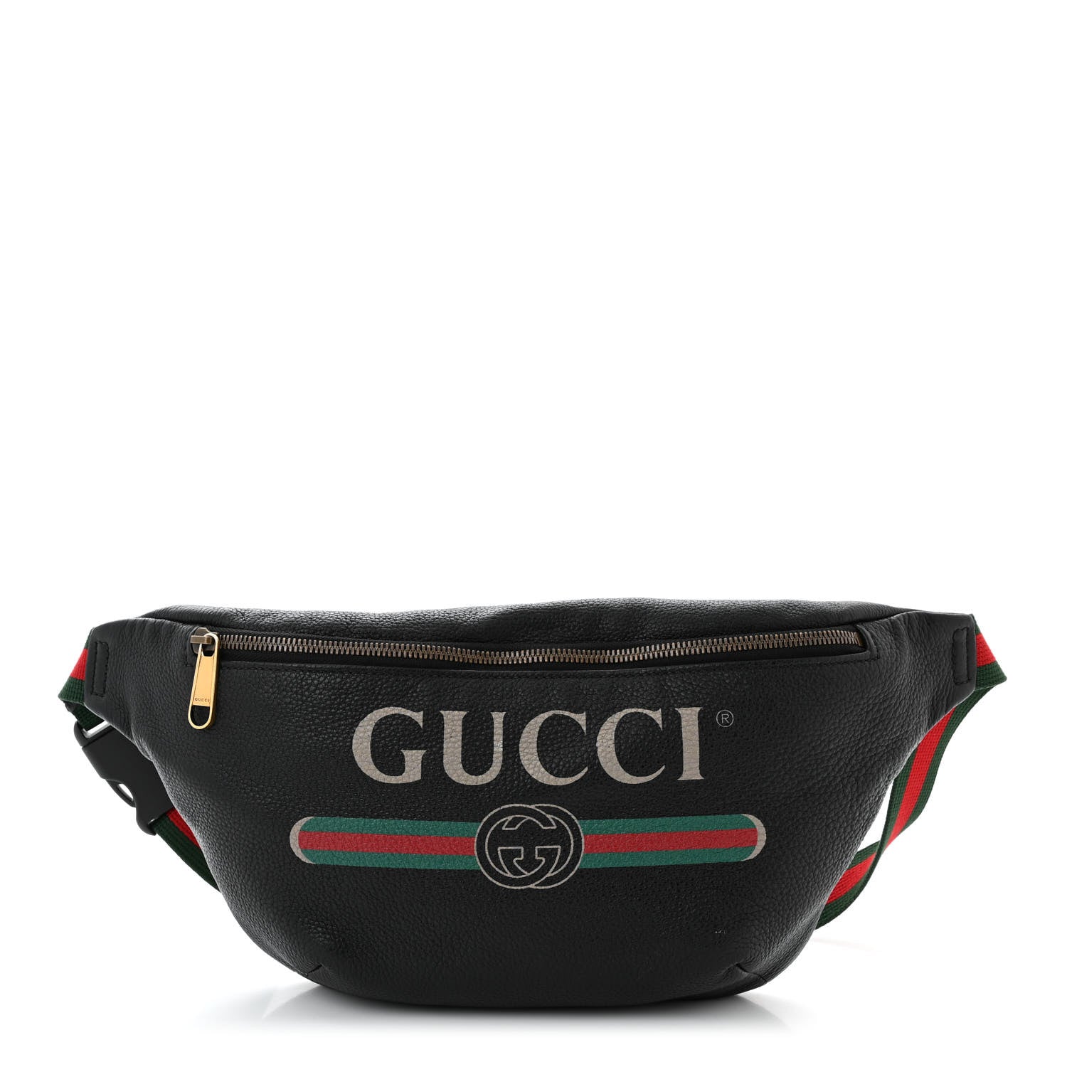 Gucci Grained Calfskin Logo Belt Bag Black 1 of 11