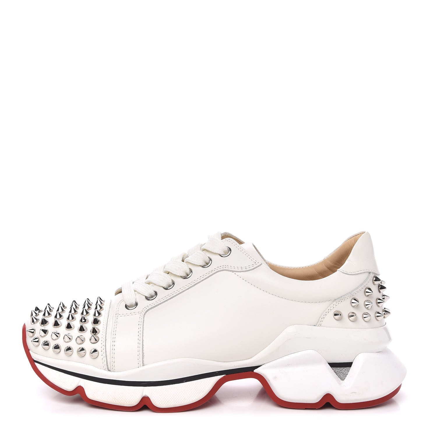 Christian Louboutin Calfskin Spike VRS 2018 Sneakers 37 Snow Silver 1 of 9