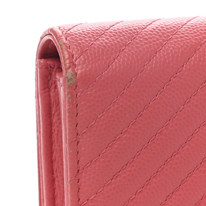 Chanel Caviar Chevron Quilted Large Gusset Flap Wallet Pink 10 of 16
