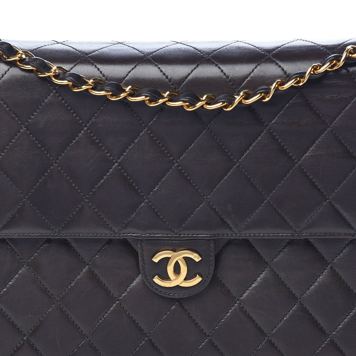 Lambskin Quilted Medium Single Flap Black