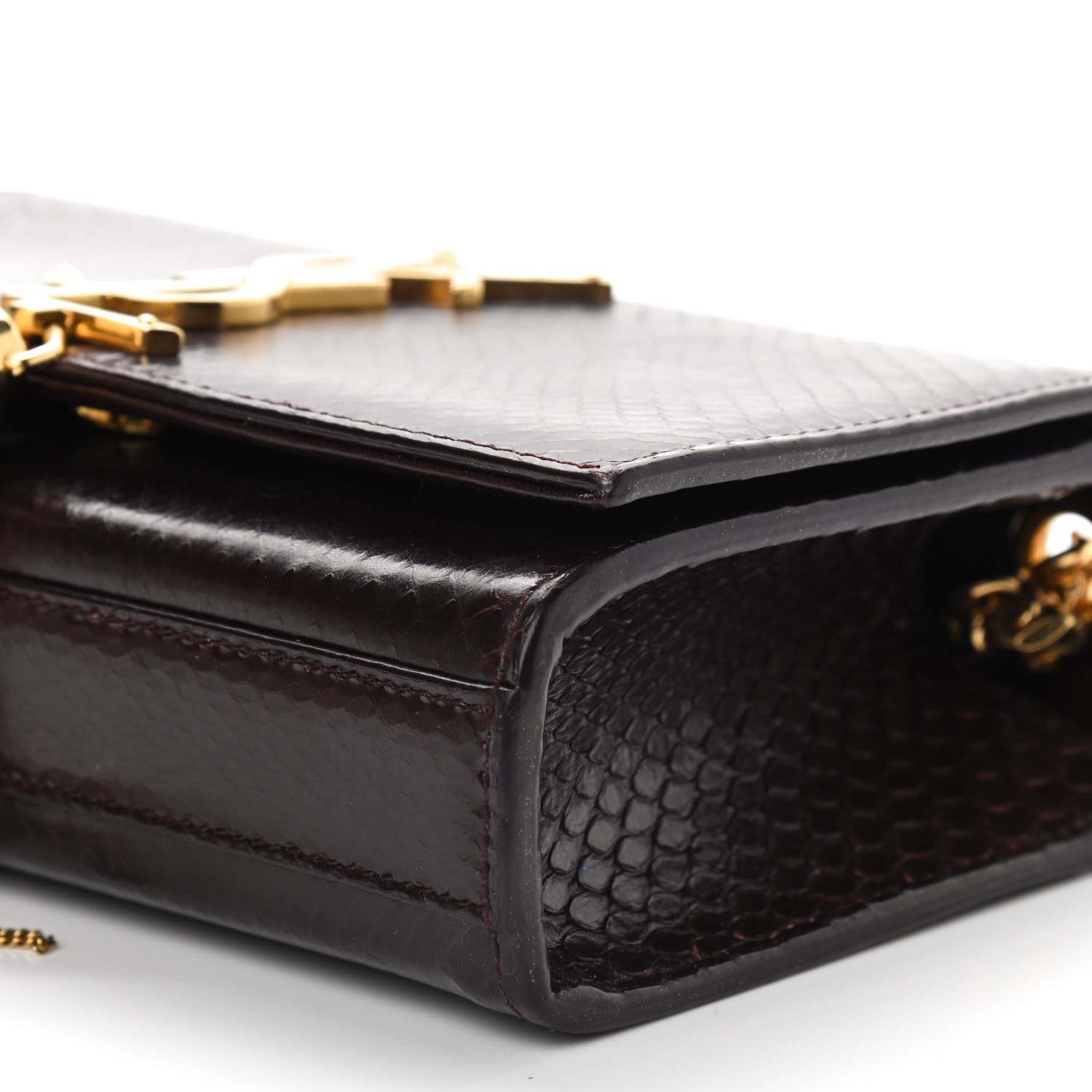 Saint Laurent Snakeskin Small Classic Monogram Kate Tassel Satchel Bordeaux 7 of 9