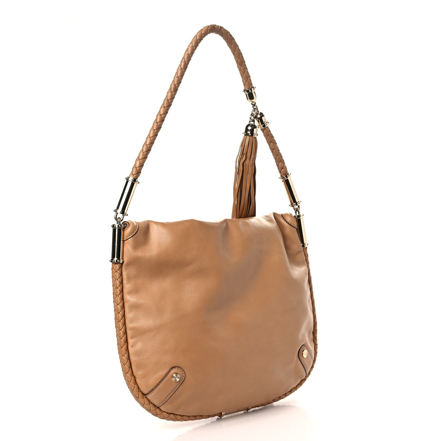 Gucci Calfskin Medium Britt Tassel Shoulder Bag Beige 3 of 9