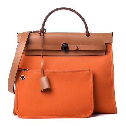 Hermes Vache Hunter Toile Herbag Zip 31 PM Capucine Fauve 1 of 12