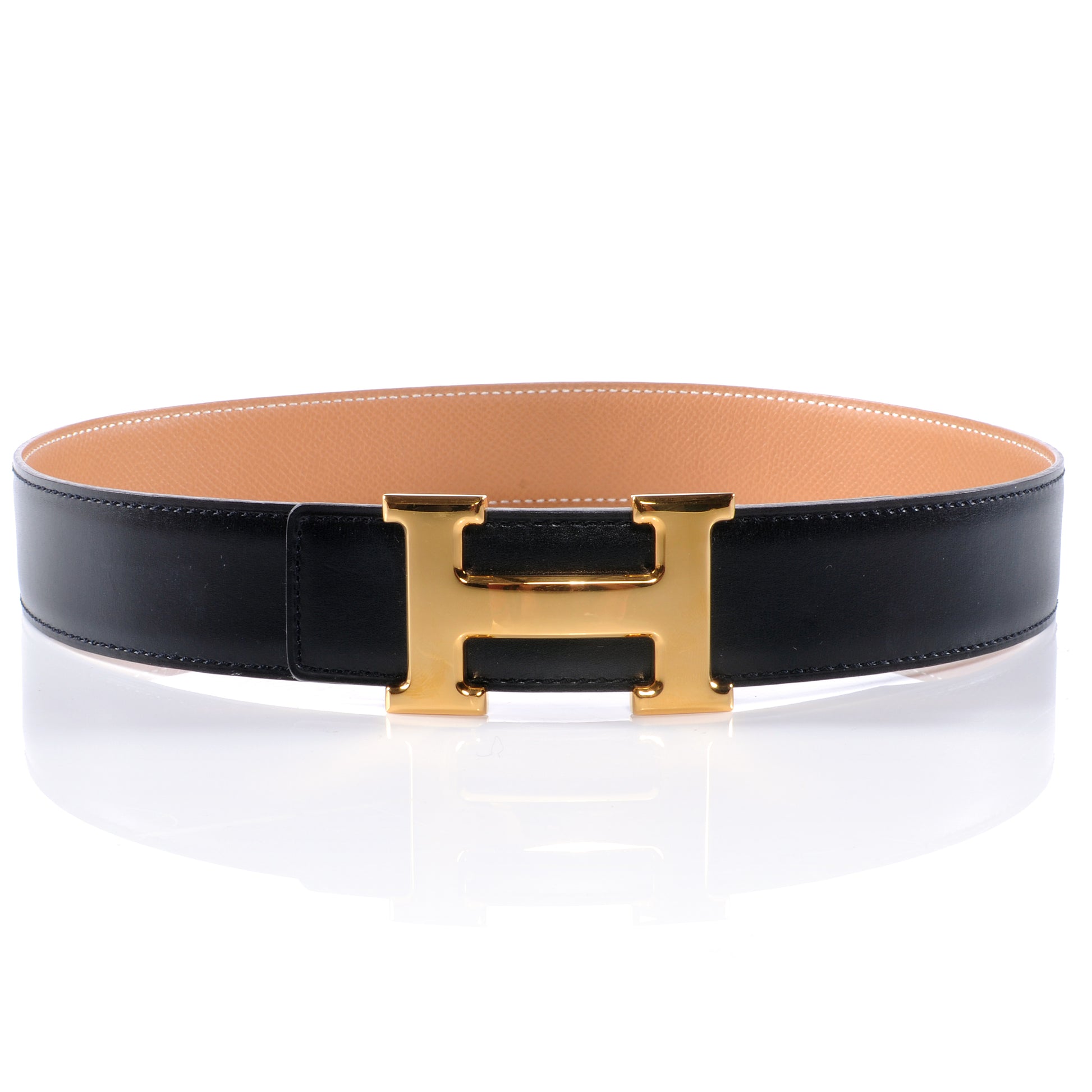 Hermes Box Courchevel 32mm H Belt 65 Black Gold 1 of 5