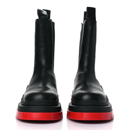 Bottega Veneta Calfskin The Tire Chelsea Boots 43 Black Bright Red 2 of 8
