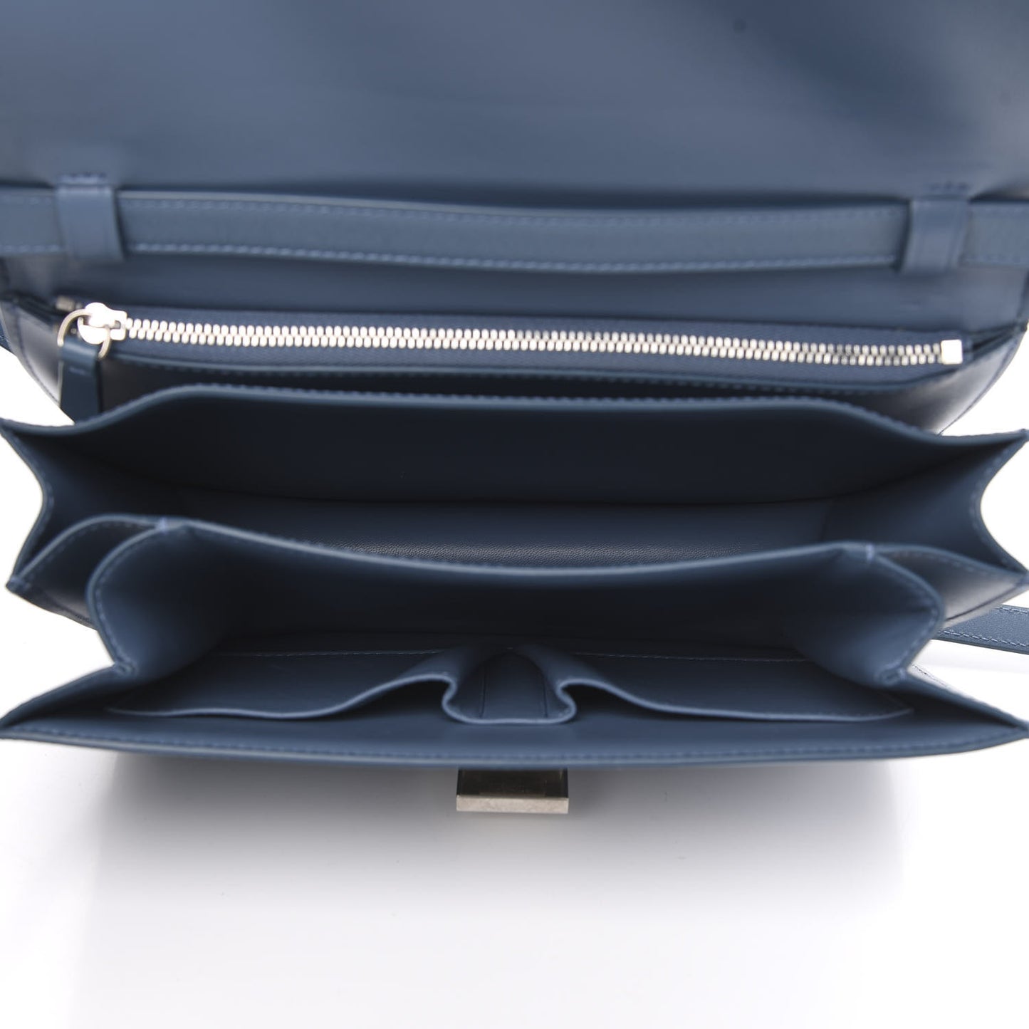 Box Calfskin Medium Classic Box Flap Bag Blue Slate
