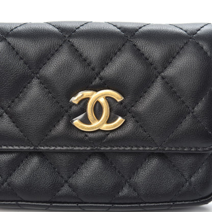 Chanel Calfskin Quilted About Pearls Card Holder Flap With Chain Black 9 of 10