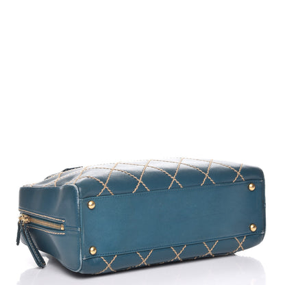 Chanel Calfskin Contrast Stitch Surpique Bowler Blue 4 of 10