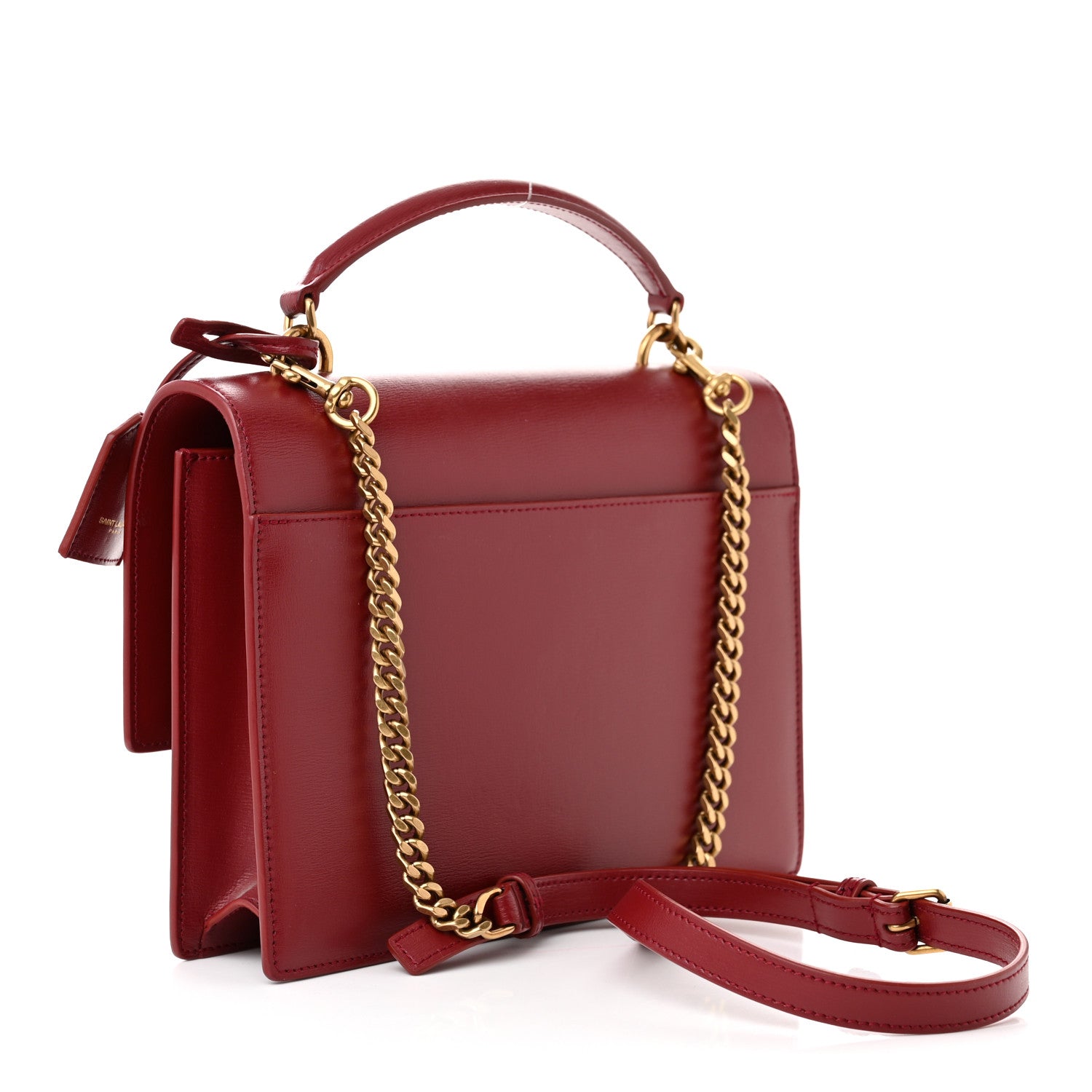 Saint Laurent Smooth Calfskin Medium Monogram Sunset Satchel Rouge Opyum 3 of 12
