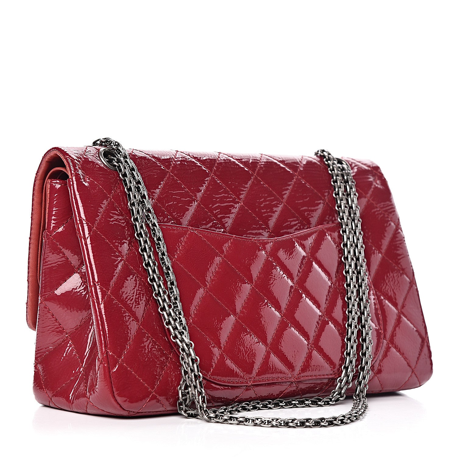Chanel Distressed Patent Quilted 2.55 Reissue 227 Flap Red 3 of 18