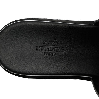 Hermes Calfskin Suede Eze 30 Sandals 38 Black 7 of 12