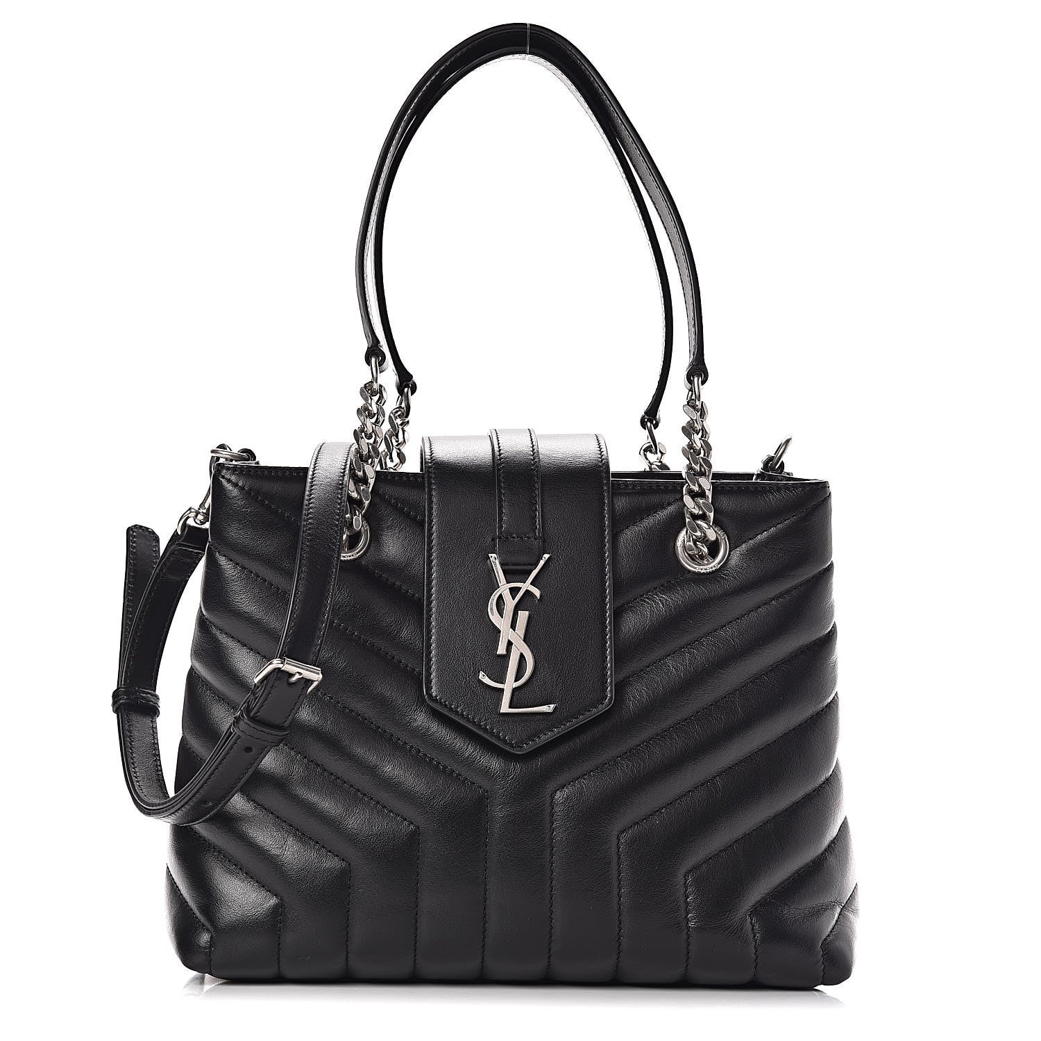 Saint Laurent Calfskin Y Quilted Monogram Small Loulou Shopper Black 1 of 11