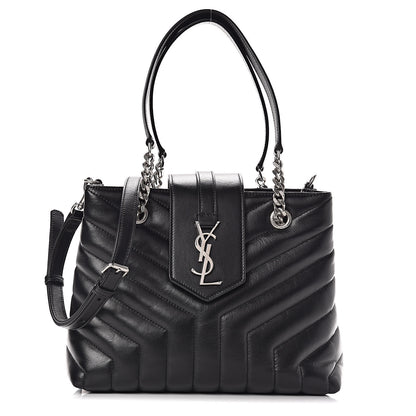 Saint Laurent Calfskin Y Quilted Monogram Small Loulou Shopper Black 1 of 11