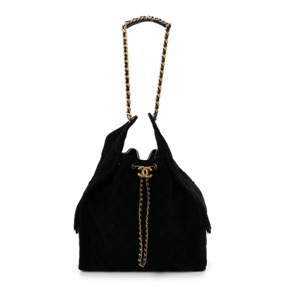Chanel Suede Quilted Medium Chanel 25 Handbag Black 1 of 10