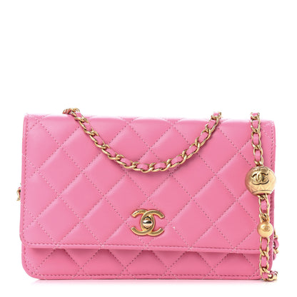 Chanel Lambskin Quilted CC Pearl Crush Wallet on Chain WOC Pink 1 of 5