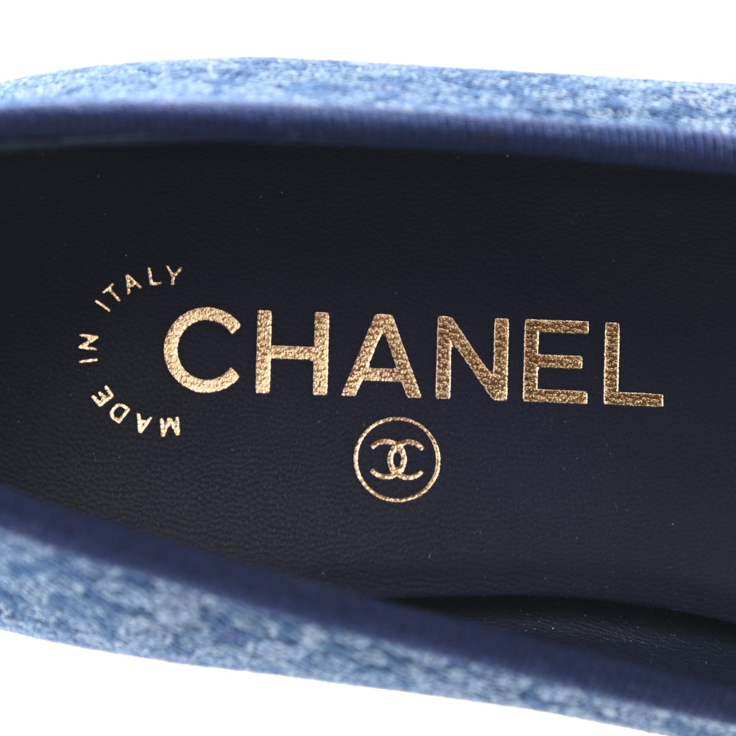 Chanel Denim Camellia Print Ballerina Flats 38 Dark Blue 9 of 11
