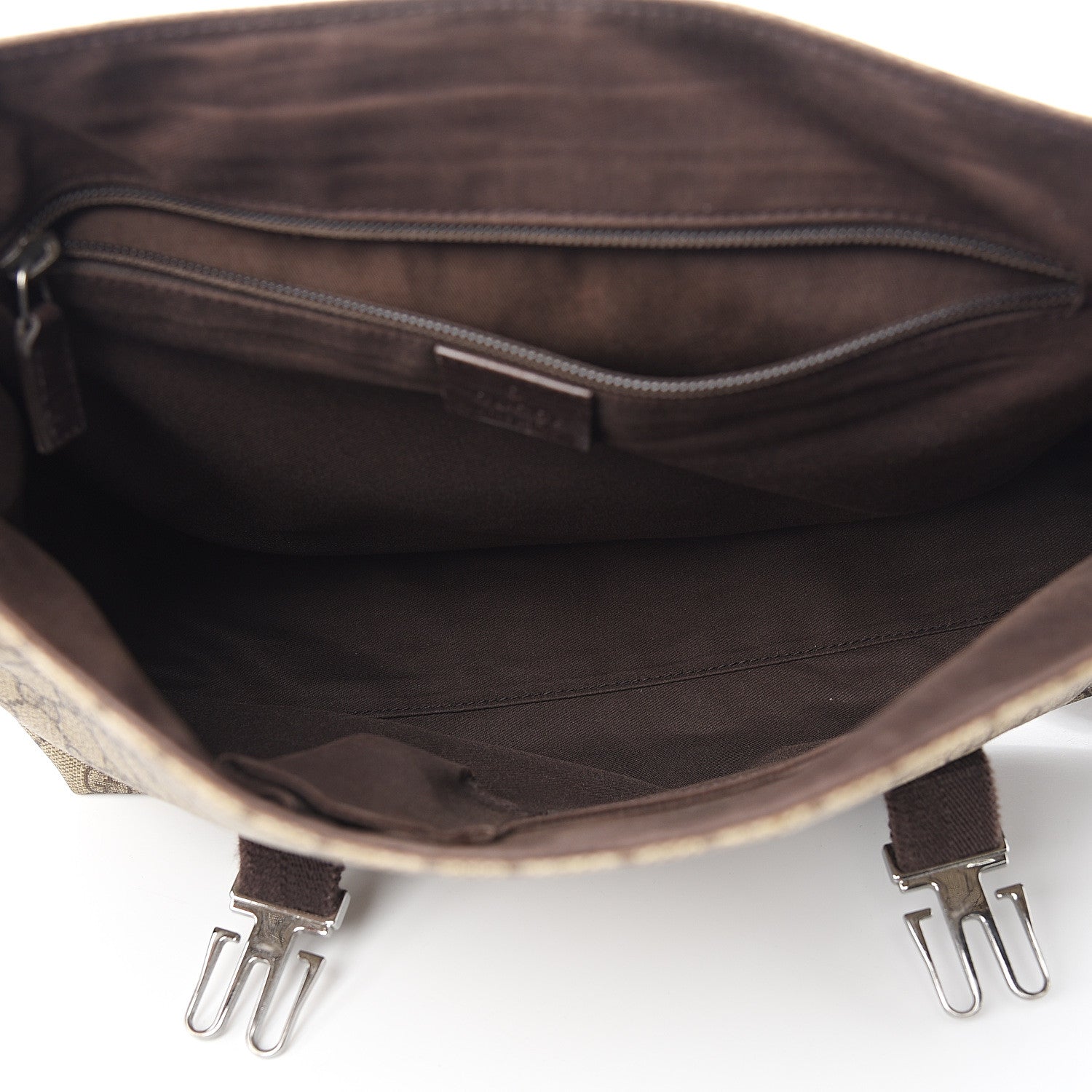 Gucci GG Plus Monogram Large Double Buckle Flap Messenger Bag Beige Dark Brown 4 of 11