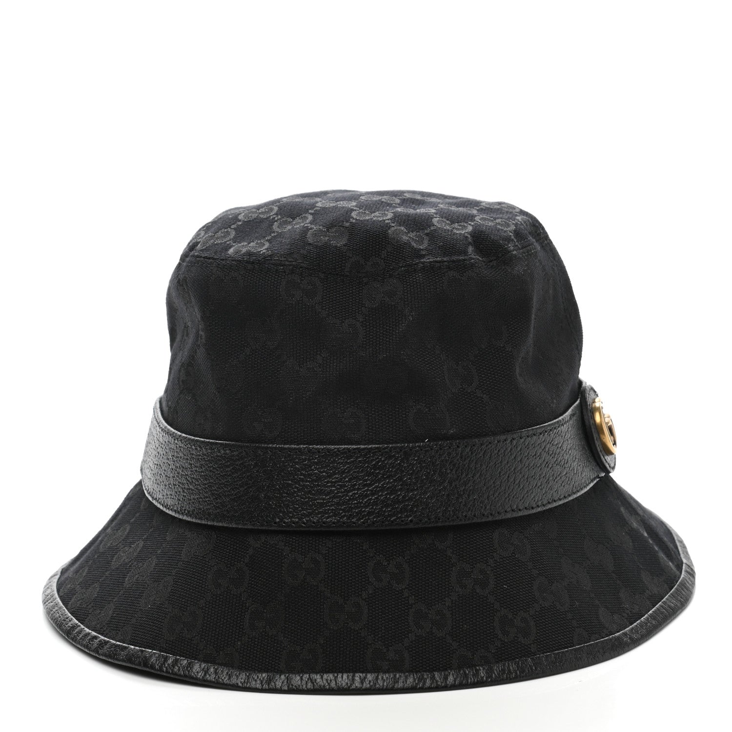 Gucci Monogram Textured Dollar Calfskin GG Jago Bucket Hat M Black 6 of 11