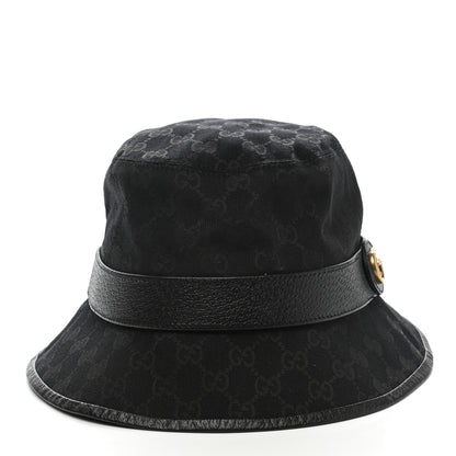 Gucci Monogram Textured Dollar Calfskin GG Jago Bucket Hat M Black 6 of 11
