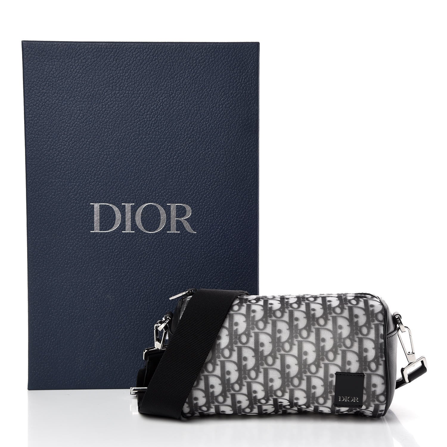 Christian Dior Technical Fabric Calfskin Oblique Roller Shoulder Bag Black 10 of 10