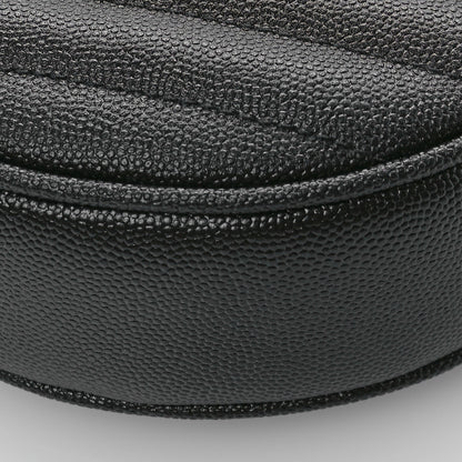 Saint Laurent Grain De Poudre Matelasse Chevron Quilted Round Vinyle Camera Bag Black 12 of 12