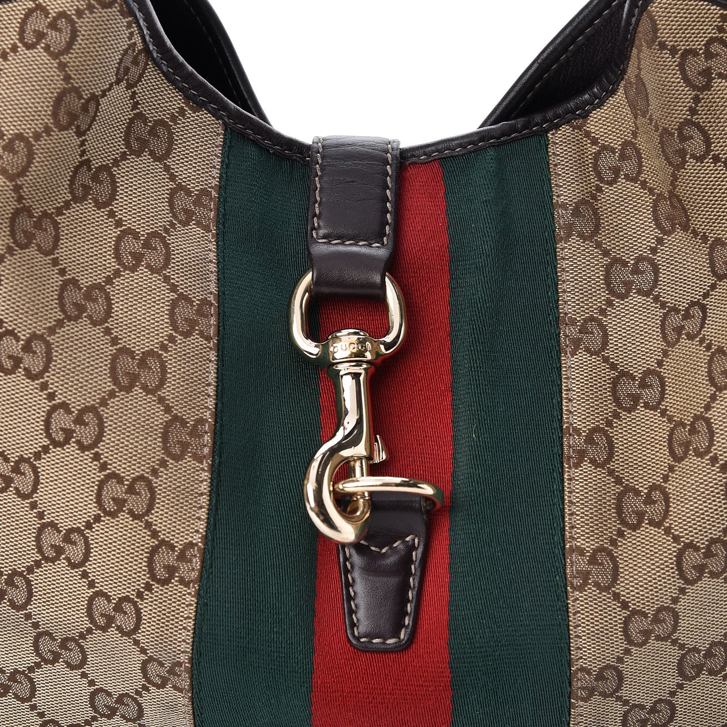 Monogram Web Jackie O Bouvier Hobo Dark Brown