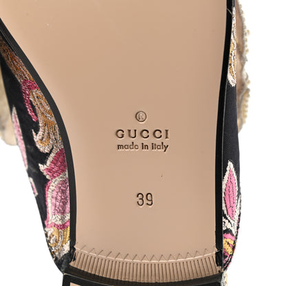 Gucci Iridescent Brocade Pearl Bow Womens Princetown Slippers 39 Black Pink 8 of 8