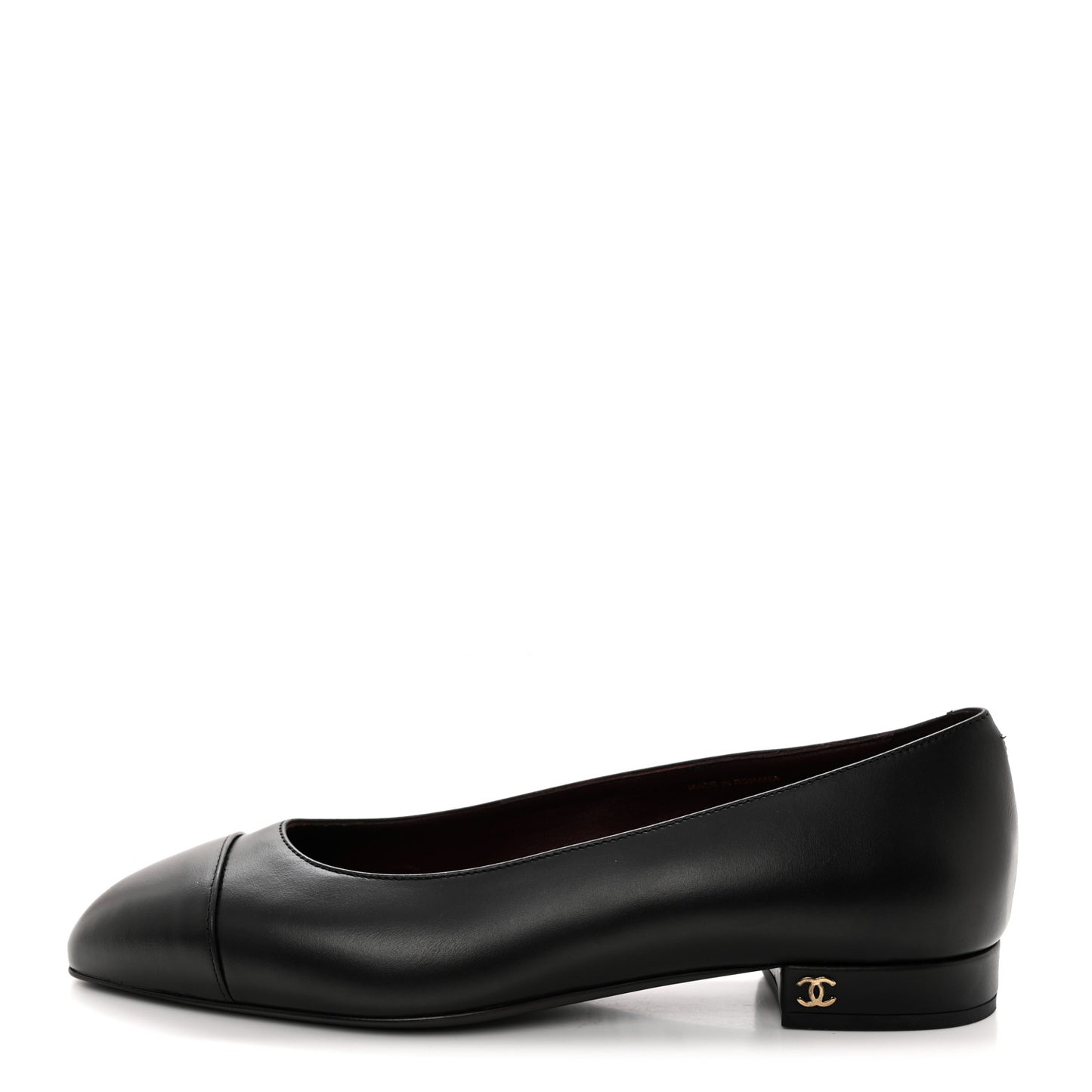 Lambskin Cap Toe Ballerina Flats 38.5 Black