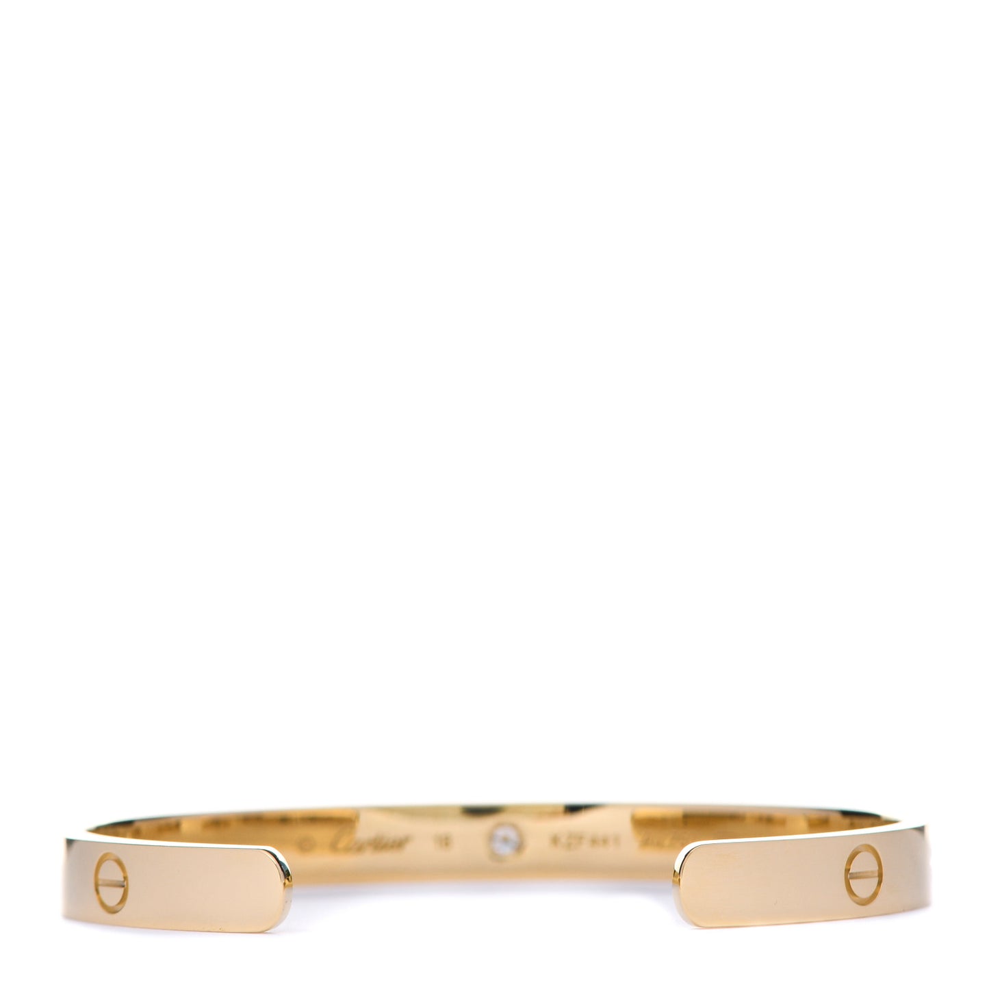 18K Yellow Gold 1 Diamond LOVE Cuff Bracelet 18
