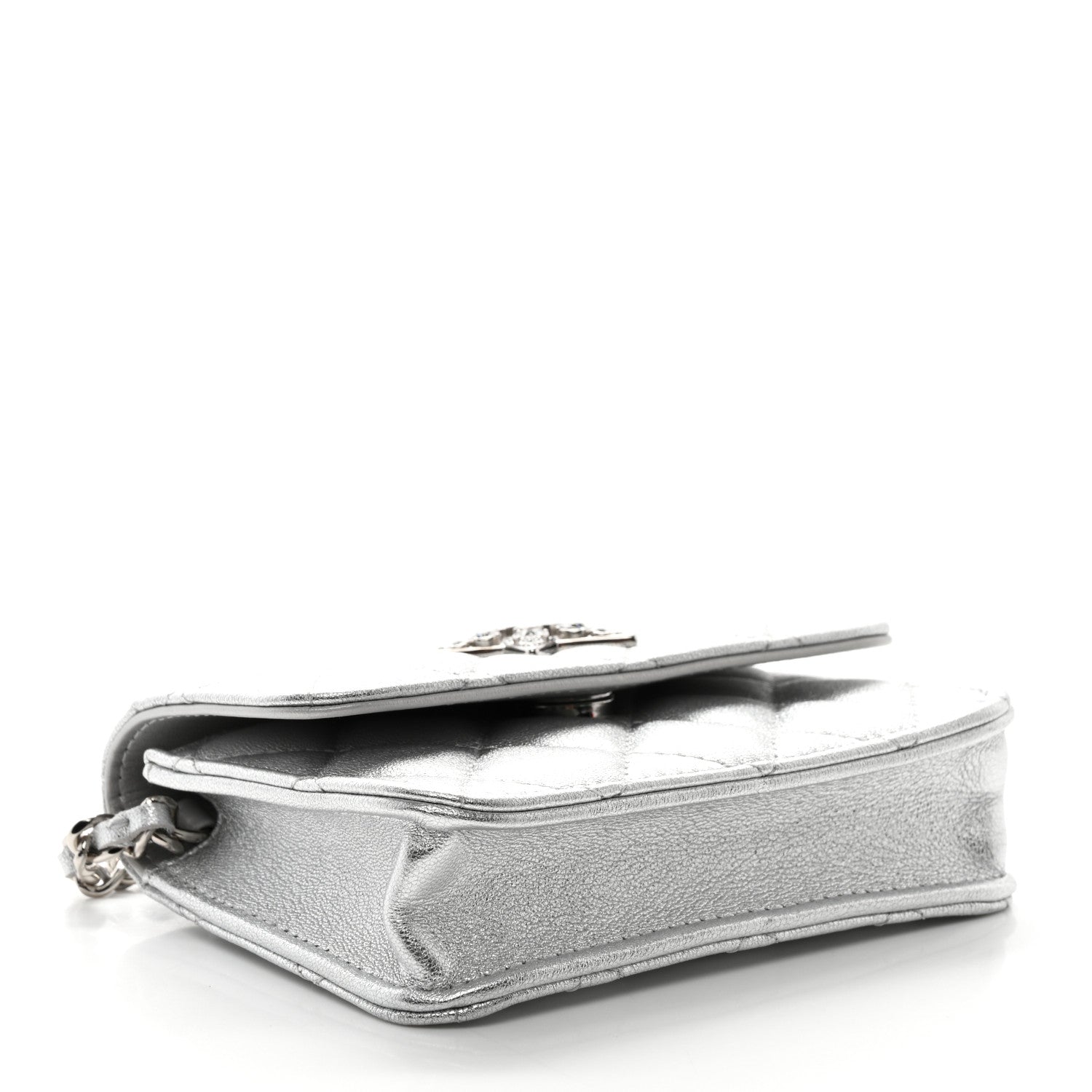 Chanel Metallic Goatskin Quilted Star Flap Waist Belt Bag Silver 4 of 11