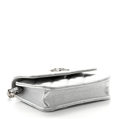 Chanel Metallic Goatskin Quilted Star Flap Waist Belt Bag Silver 4 of 11