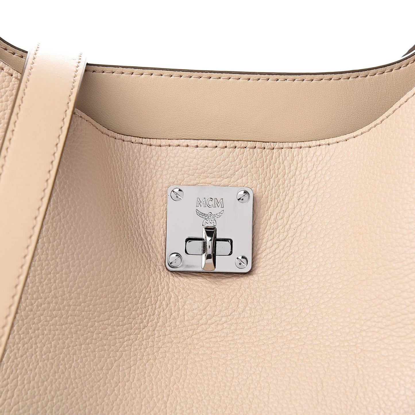 Grained Calfskin Large Milla Hobo Natural