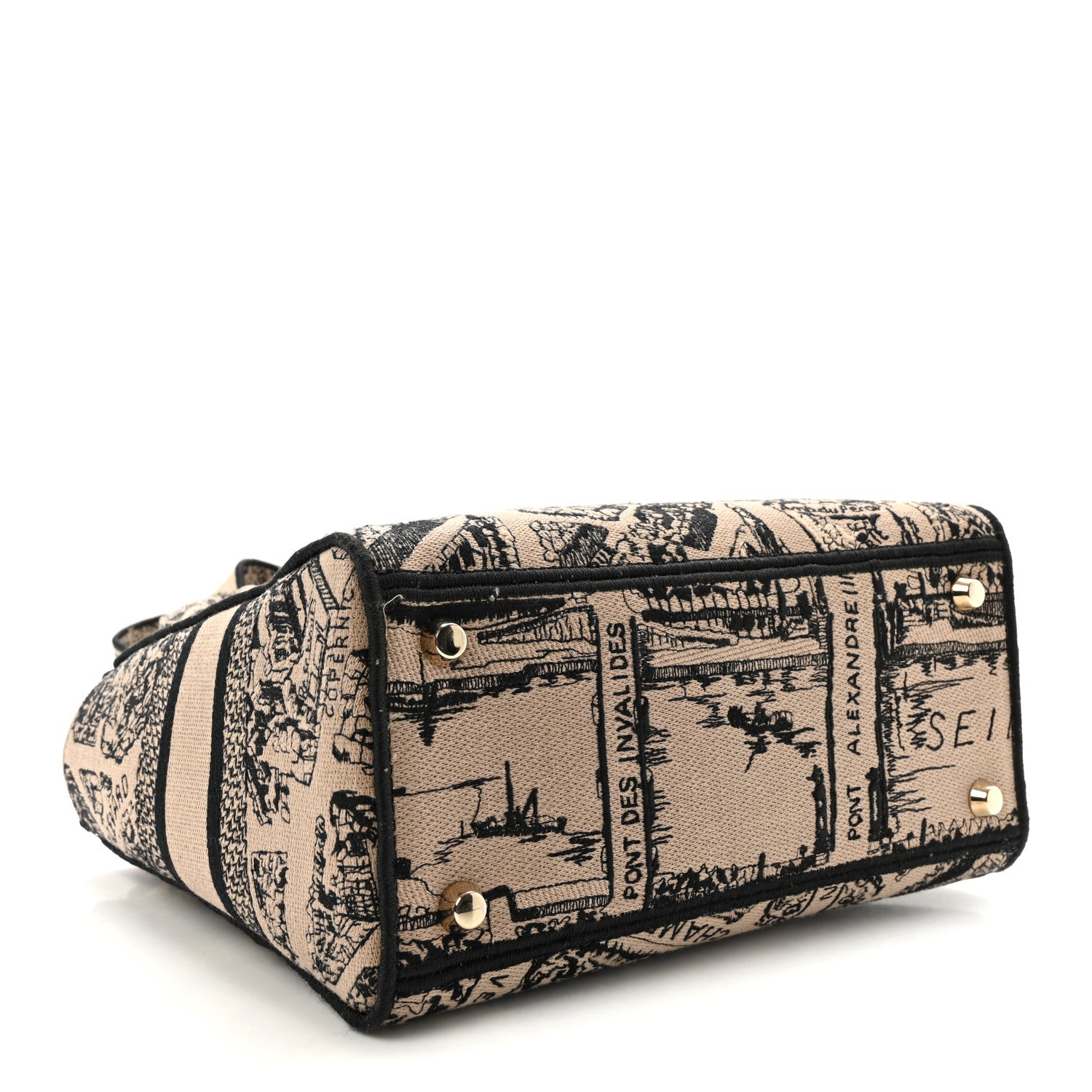 Christian Dior Canvas Embroidered Medium Plan de Paris Lady D-Lite Beige Black 4 of 9