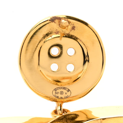 Chanel Metal Large Paris Button Clip On Earrings Gold 4 of 4