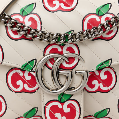 Gucci Calfskin Monogram Matelasse Diagonal GG Apple Small GG Marmont Shoulder Bag Ivory 9 of 11