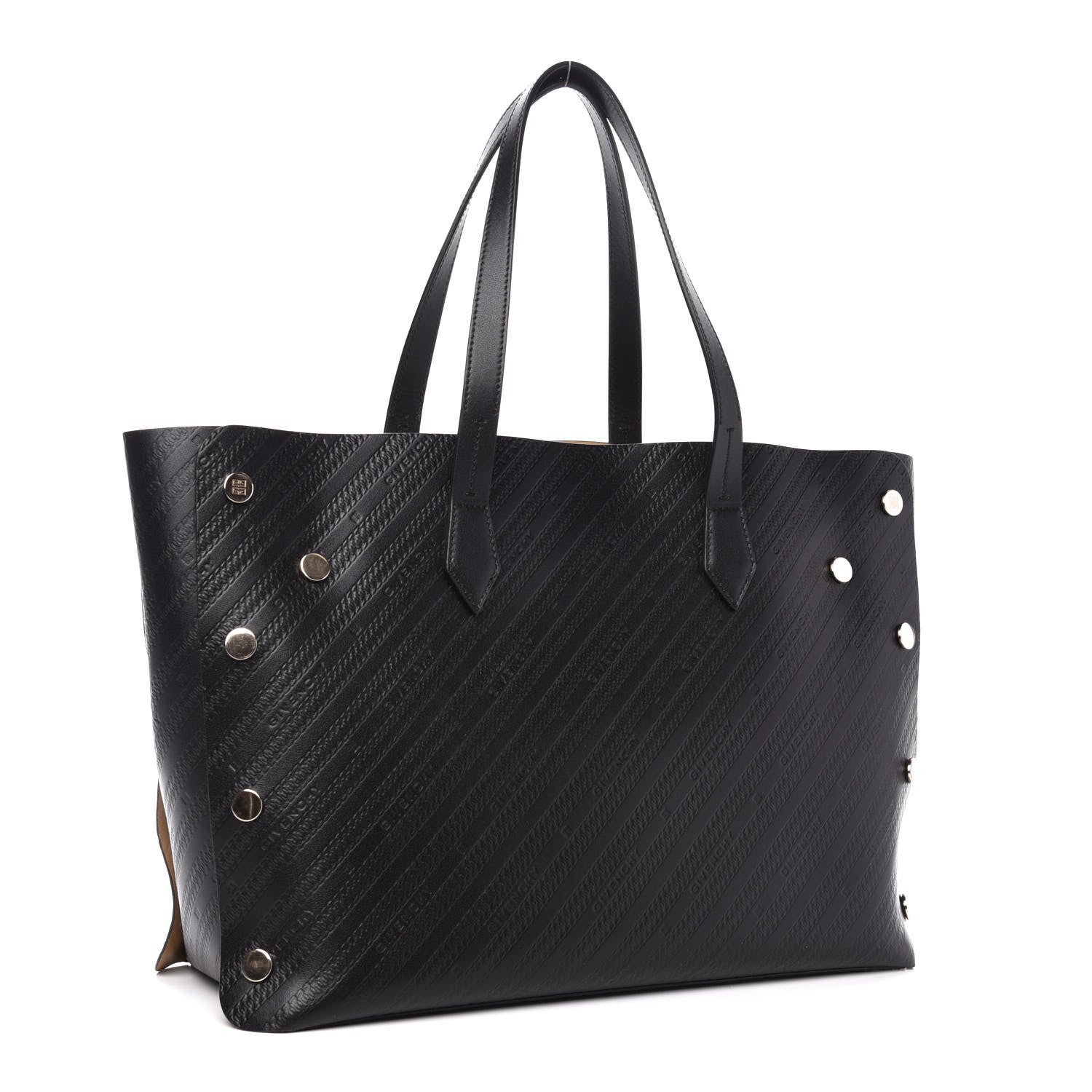 Givenchy Calfskin Chain Embossed Medium Bond Shopper Tote Black 3 of 10