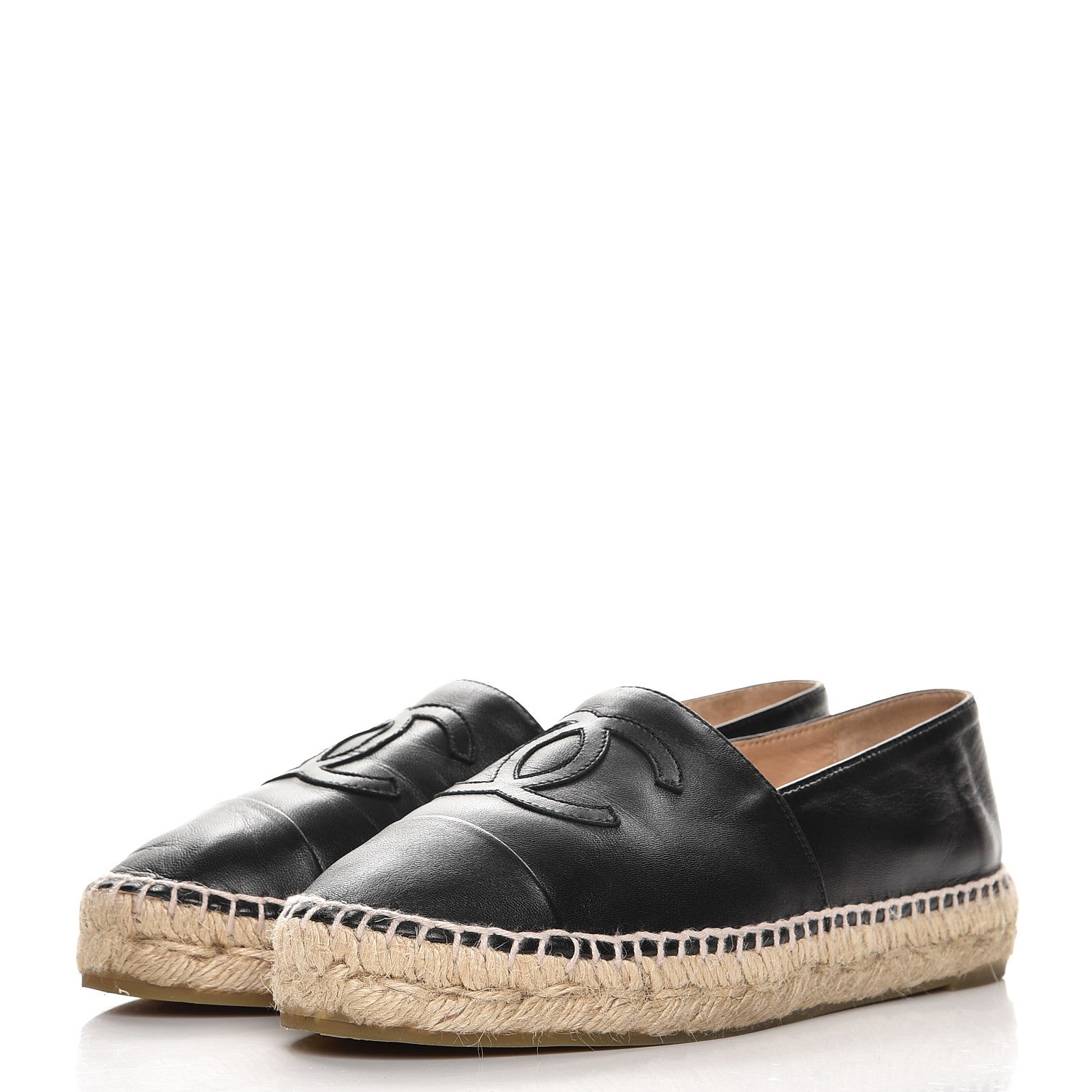 Chanel Lambskin CC Espadrilles 37 Black 2 of 10