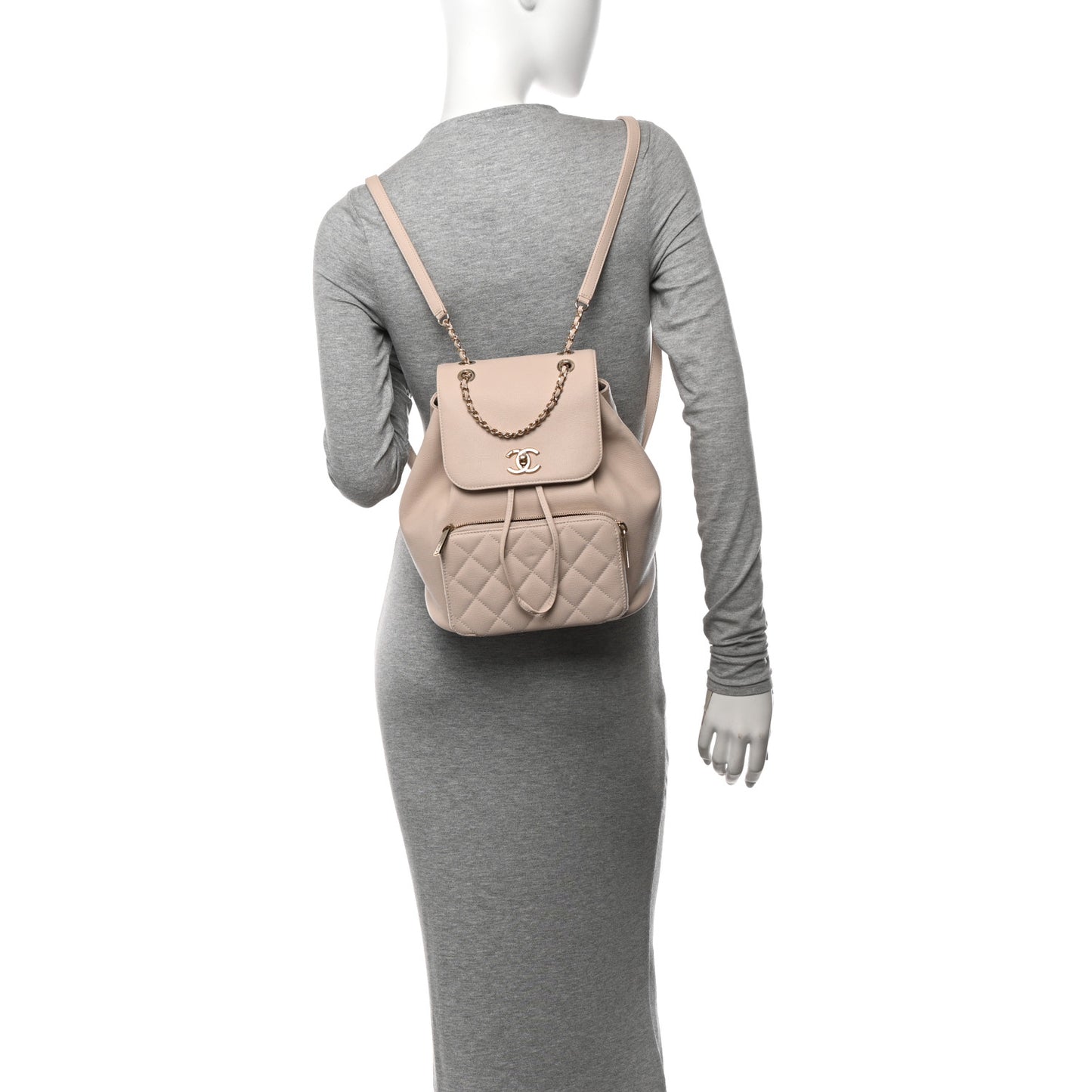 Caviar Quilted Business Affinity Backpack Light Beige