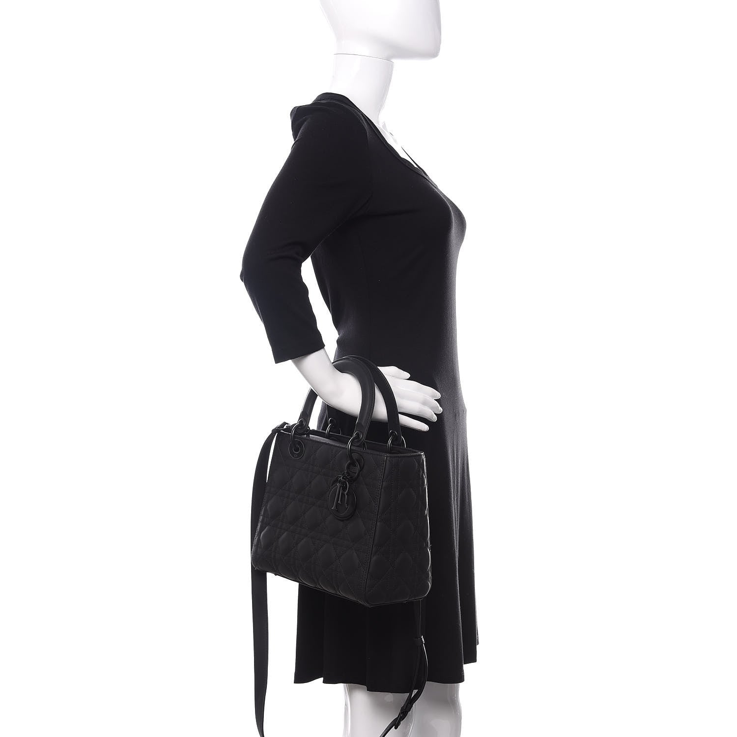 Christian Dior Ultra Matte Calfskin Cannage Medium Lady Dior Black 3 of 11